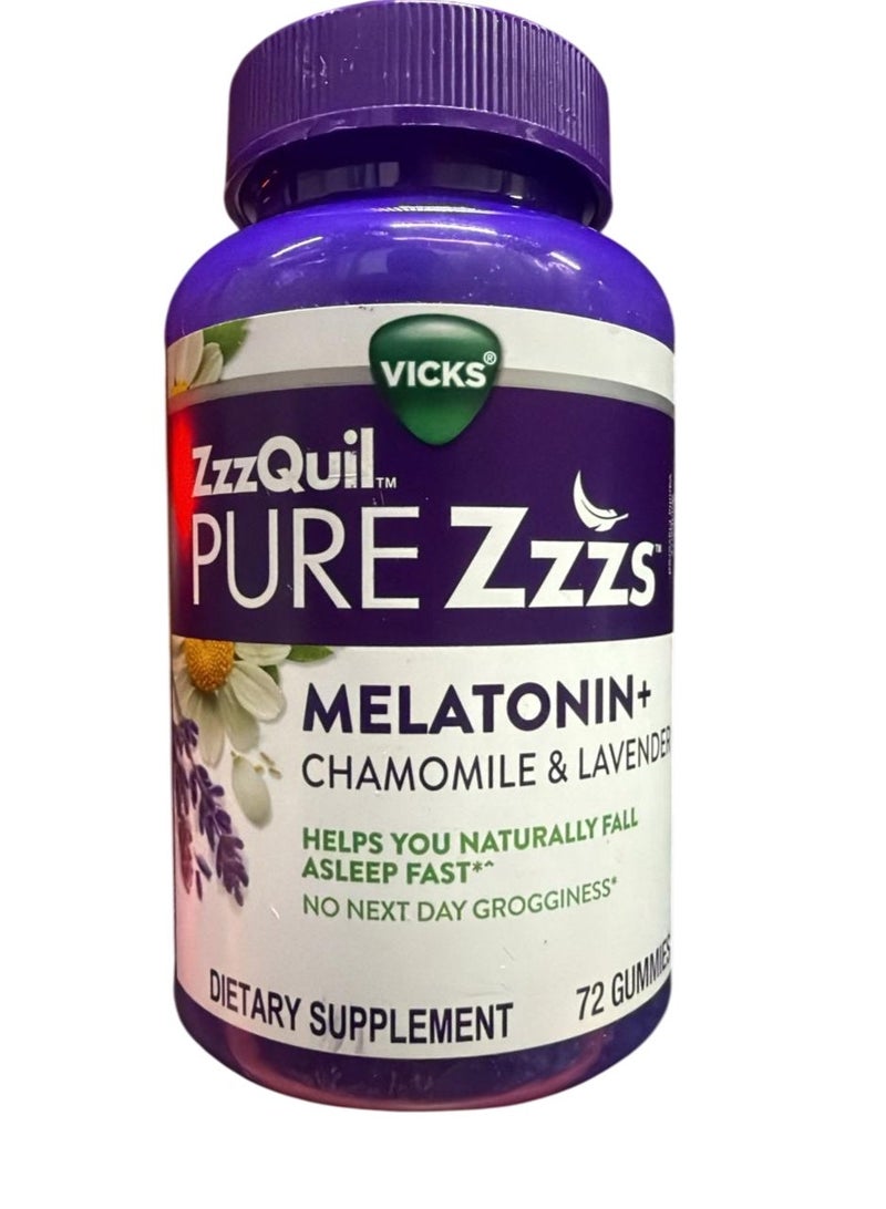 Vicks Melatonin Gummies, Sleep Aid, Melatonin 2mg, with Chamomile & Lavender 72 Count - Image 1